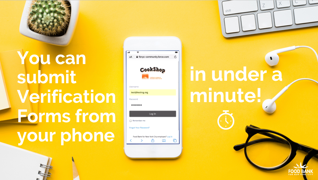 Screenshot of slide stating: You can submit Verification Forms from your phone in under a minute!